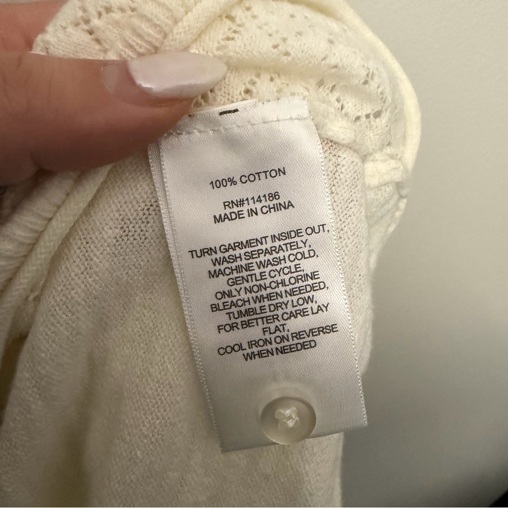 Frye Pointelle Button Down Lightweight Cardigan S… - image 6